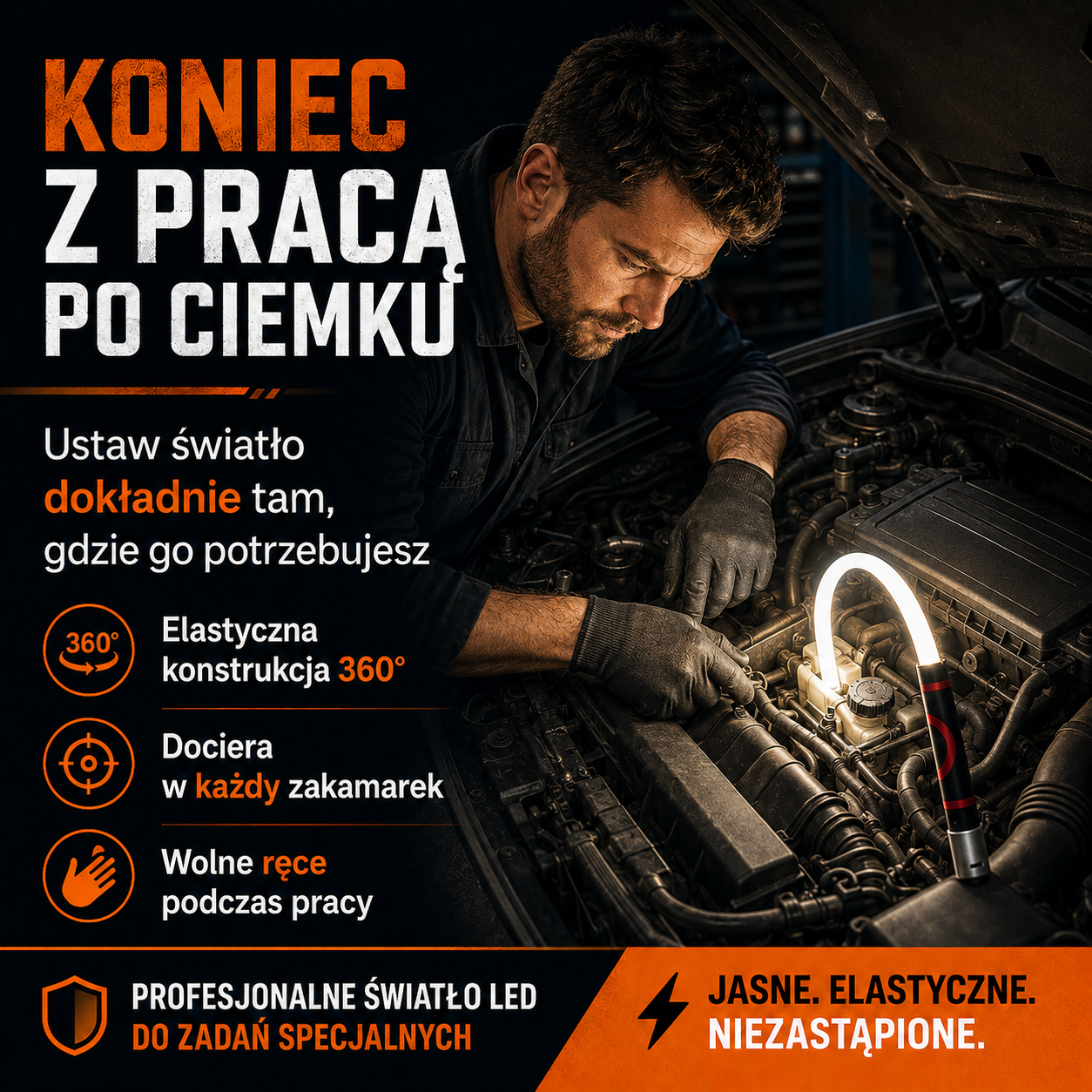 FlexLED 360 - elastyczna lampka LED, która świeci tam gdzie zwykła latarka nie daje rady